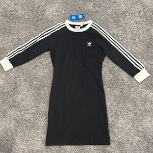 Adidas Black Dress with White Stripes